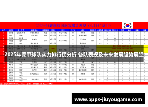 2025年德甲球队实力排行榜分析 各队表现及未来发展趋势展望